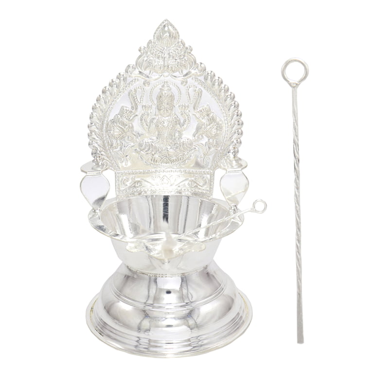 Silver Kamakshi, Traditional Diya, with Trigger Stick Silver Kamakshi, Traditional Diya, with Trigger Stick