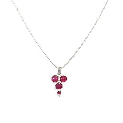 Sterling Silver Chain with Red Stone Pendent/Dollar