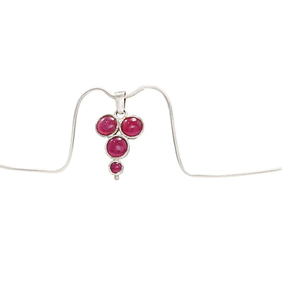 Sterling Silver Chain with Red Stone Pendent/Dollar