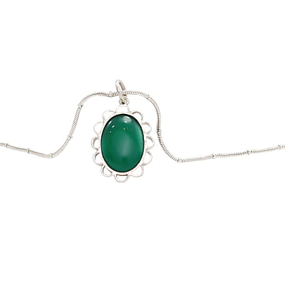 Sterling Silver Green Stone Pendant/Dollar