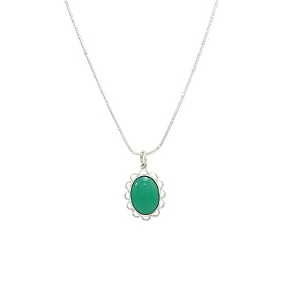 Sterling Silver Green Stone Pendant/Dollar