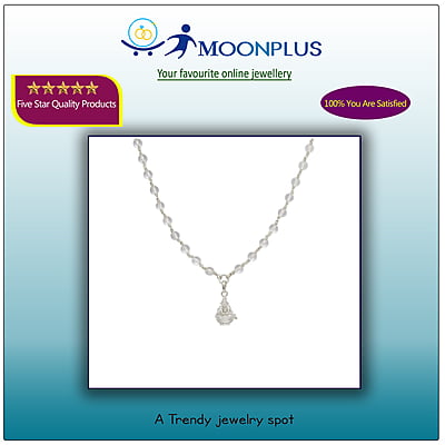 Silver Tied Spatika Mala with Iyyappan Pendant Silver Tied Spatika Mala with Iyyappan Pendant