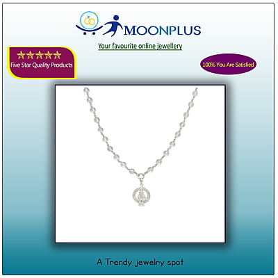 Silver Tied Spatika Mala with Ayyappan Pendant