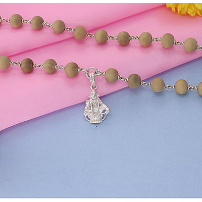 Silver Tied Tulsi Mala with Ayyappan Swamy dollar