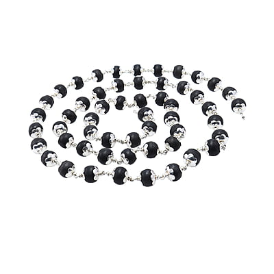 Silver Capped Wooden Beads ebony  Mala (Black)