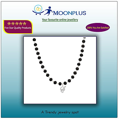 Silver Tied Wooden Beads ebony Mala (Black) with Om Pendant