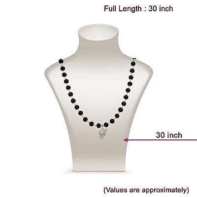 Silver Tied Wooden Beads ebony Mala (Black) with Om Pendant