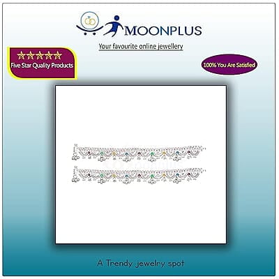 Silver Anklets for women with chain model/Enamel design Payals Silver Anklets for women with chain model/Enamel design Payals