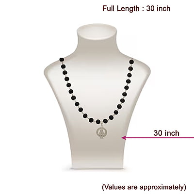 Silver Tied Wooden Beads ebony Mala (Black)with Ayyappan Pendant Silver Tied Wooden Beads ebony Mala (Black)with Ayyappan Pendant