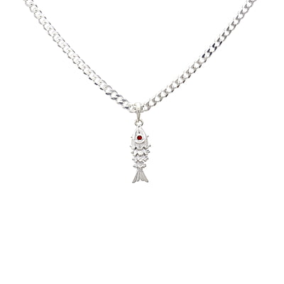 Sterling Silver Chain with Fish Pendant for Men