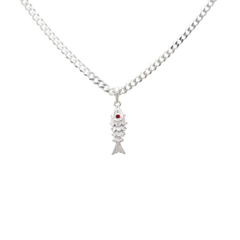 Sterling Silver Chain with Fish Pendant for Men