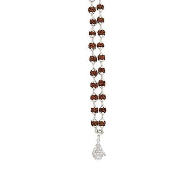 Silver Caped Rudraksha Mala/Chain with Ayyappan Pendent/Dollar Silver Caped Rudraksha Mala/Chain with Ayyappan Pendent/Dollar