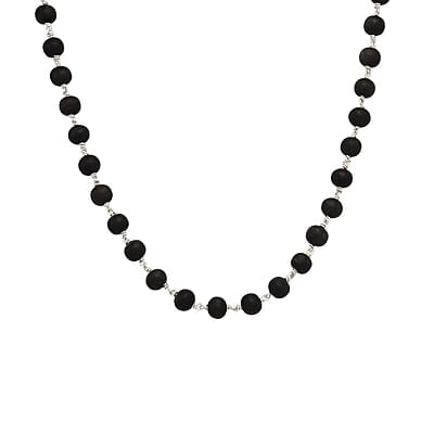 Silver Tied Wooden Beads Mala(Black) Silver Tied Wooden Beads Mala(Black)