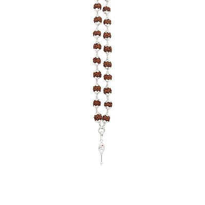Silver Caped Rudraksha Mala/Chain with Vel Pendent/Dollar