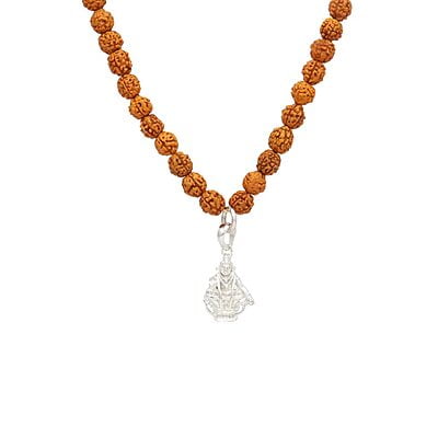 Rudraksha Mala/Chain with Sterling Silver Iyyappa Pendent/Dollar