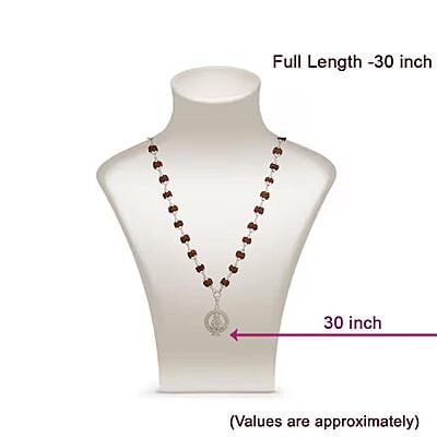 Silver Caped Rudraksha Mala/Chain with Iyyappan Pendent/Dollar Silver Caped Rudraksha Mala/Chain with Iyyappan Pendent/Dollar