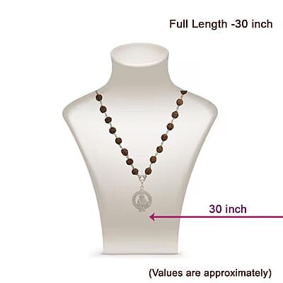 Silver Tied Rudraksha Mala/Chain with Ayyappan Pendent/Dollar Silver Tied Rudraksha Mala/Chain with Ayyappan Pendent/Dollar