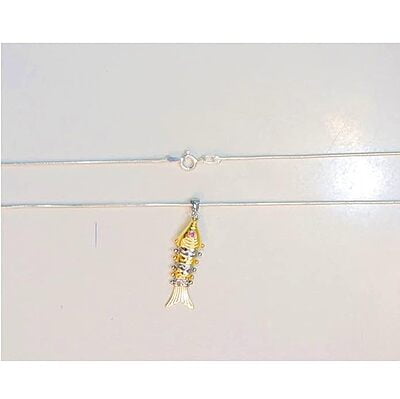 Sterling Silver Fish Pendant | Golden colour Finish Sterling Silver Fish Pendant | Golden colour Finish