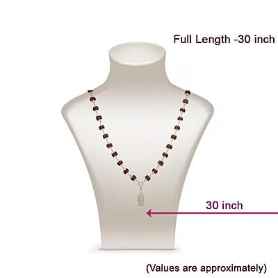 Silver Caped Rudraksha Mala/Chain with Murugan Pendent/Dollar