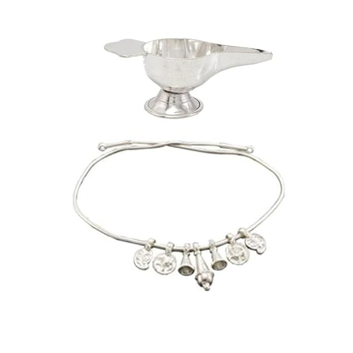 Sterling Silver Silver Hip Chain For Baby Sterling Silver Gift Set For Born  Babies-(Hip Chain/Arunaakodi, Feeder/Paladai)