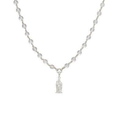 Silver Tied Spatik Mala with Murugan Pendent/Dollar