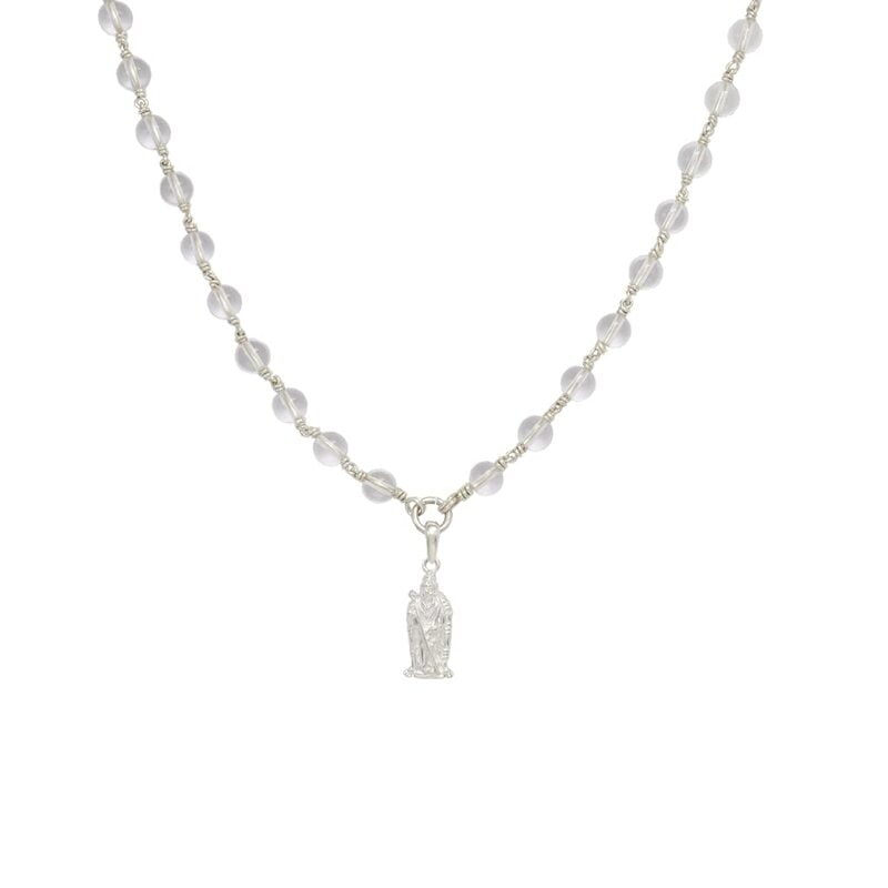 Silver Tied Spatik Mala with Murugan Pendent/Dollar Silver Tied Spatik Mala with Murugan Pendent/Dollar