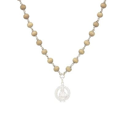 Silver Tied Tulsi Mala 54 beads with Ayyappan Swamy Pendant