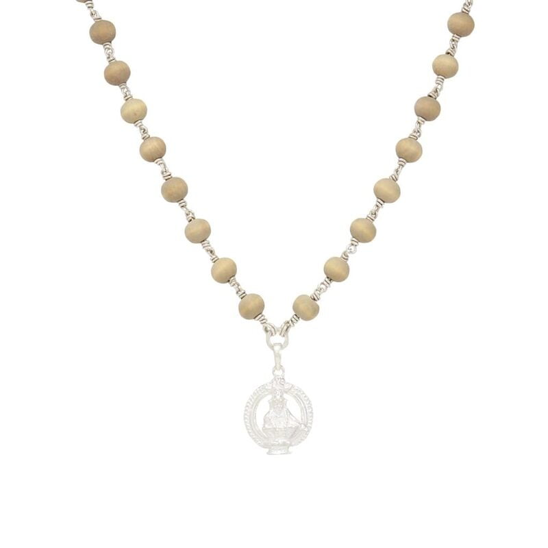 Silver Tied Tulsi Mala 54 beads with Ayyappan Swamy Pendant