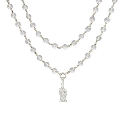 Silver Tied Spatik Mala with Murugan Pendent/Dollar Silver Tied Spatik Mala with Murugan Pendent/Dollar