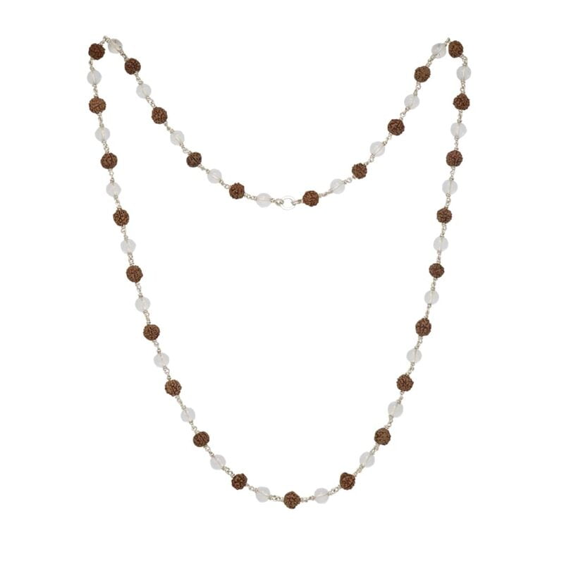 Silver tied Sphatik & Rudraksha Mala/Chain Silver tied Sphatik & Rudraksha Mala/Chain