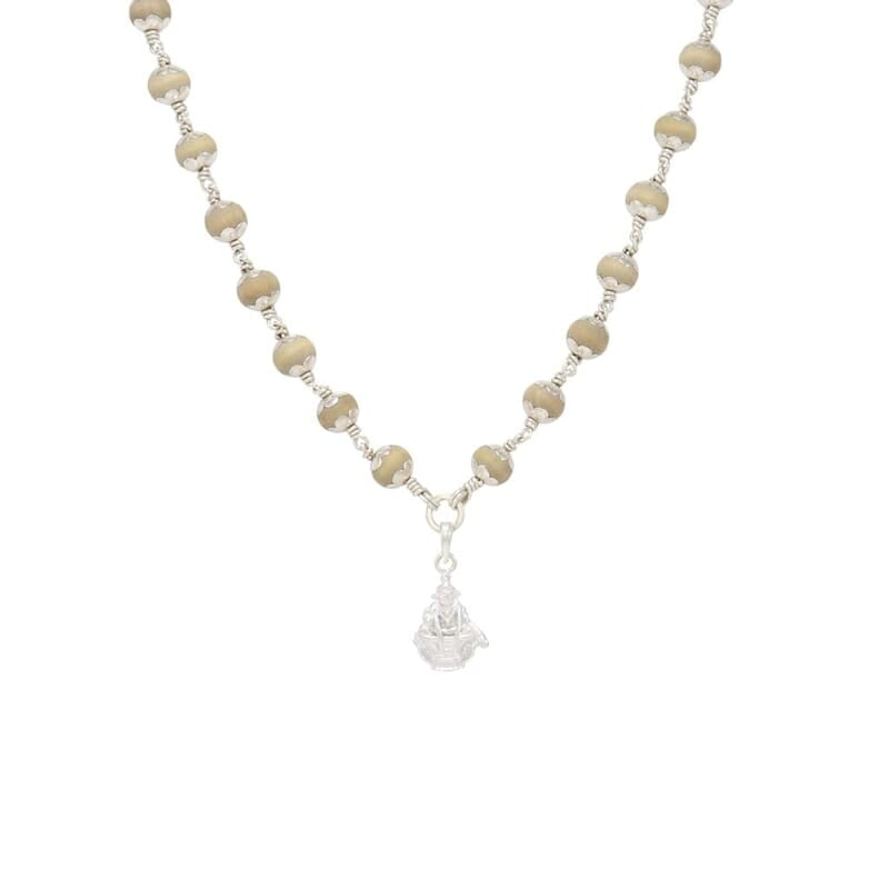 Silver caped Tied Tulsi Mala with God Ayyappan Pendan Silver caped Tied Tulsi Mala with God Ayyappan Pendan