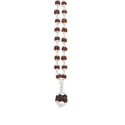 Silver Caped Rudraksha Mala/Chain with Rudraksham Pendent/Dollar Silver Caped Rudraksha Mala/Chain with Rudraksham Pendent/Dollar