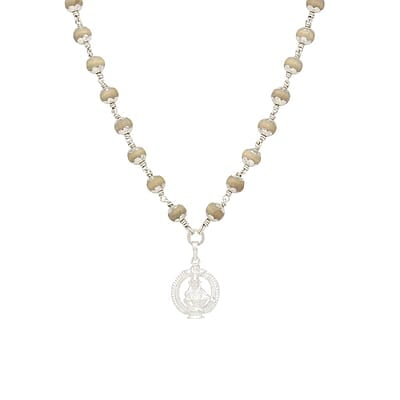 Silver Capped Tulsi Mala with Arch Iyyappan Dollar