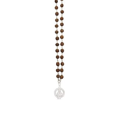 Silver Tied Rudraksha Mala/Chain with Ayyappan Pendent/Dollar Silver Tied Rudraksha Mala/Chain with Ayyappan Pendent/Dollar
