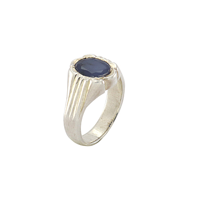 Pure Silver Natural Blue Stone Ring-Neelam Pure Silver Natural Blue Stone Ring-Neelam