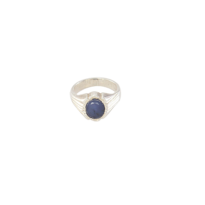 Pure Silver Natural Blue Stone Ring-Neelam Pure Silver Natural Blue Stone Ring-Neelam