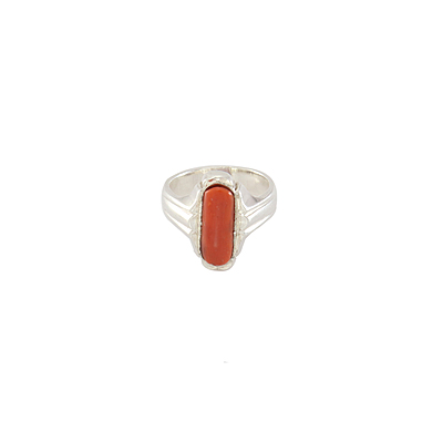 Pure Silver Pavalam Ring - Red Corel Pure Silver Pavalam Ring - Red Corel
