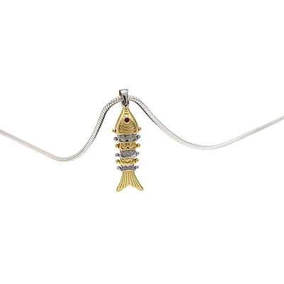 Sterling Silver Fish Pendant | Golden colour Finish Sterling Silver Fish Pendant | Golden colour Finish