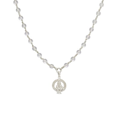 Silver Tied Spatika Mala with Ayyappan Pendant
