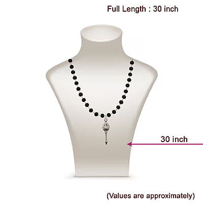 Silver Tied Wooden Beads ebony Mala (Black) with Vel Pendant