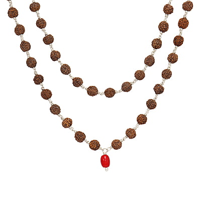 Rudraksha mala silver with pendant/Dollar for men Rudraksha mala silver with pendant/Dollar for men