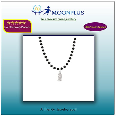 Silver Tied Wooden Beads ebony Mala (Black) with Murugan Pendant Silver Tied Wooden Beads ebony Mala (Black) with Murugan Pendant
