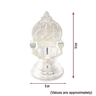 Silver Kamakshi, Traditional Diya, with Trigger Stick Silver Kamakshi, Traditional Diya, with Trigger Stick