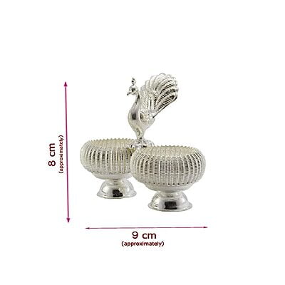 Silver Haldi Peacock Kumkum Holder Silver Haldi Peacock Kumkum Holder