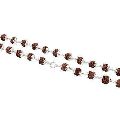 Silver Caped Rudraksha Mala/Chain