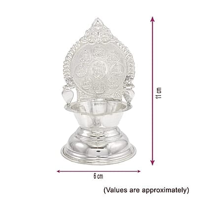 Sterling Silver Astalakshmi Diya, Deepa, Lamp/Vilakku(40gram