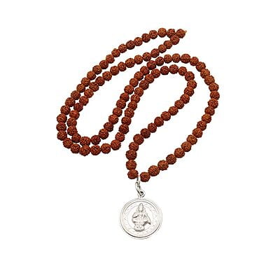 Rudraksha Mala with Sterling Silver Ayyappan Pendent/Dollar