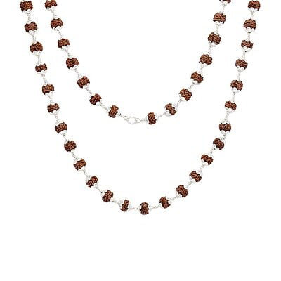 Silver Caped Rudraksha Mala/Chain