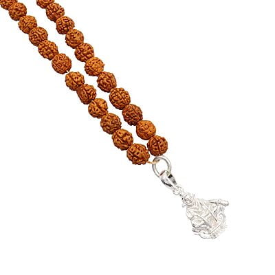 Rudraksha Mala/Chain with Sterling Silver Iyyappa Pendent/Dollar