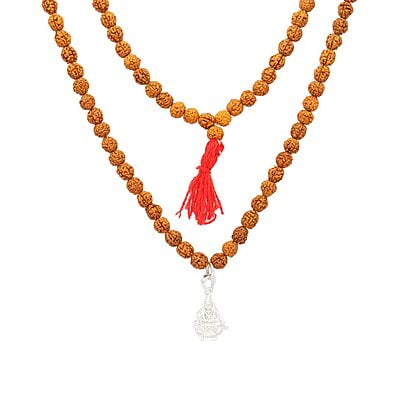 Rudraksha Mala/Chain with Sterling Silver Iyyappa Pendent/Dollar